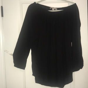 LOFT Off the Shoulder Long Sleeved Black Top